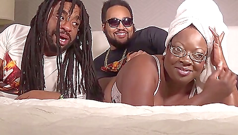 A Black Woman Sucks Two Big Black Cocks
